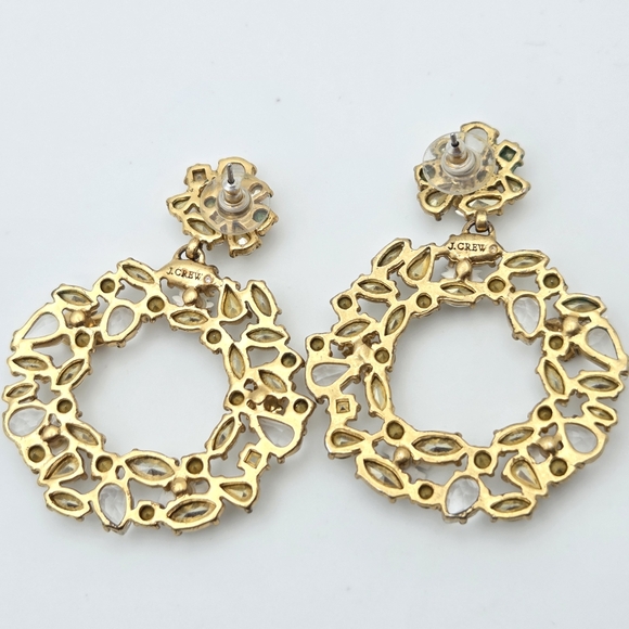 J. Crew Floral Crystal Wreath Statement Earrings – Antiqued Gold-Tone - Picture 13 of 16